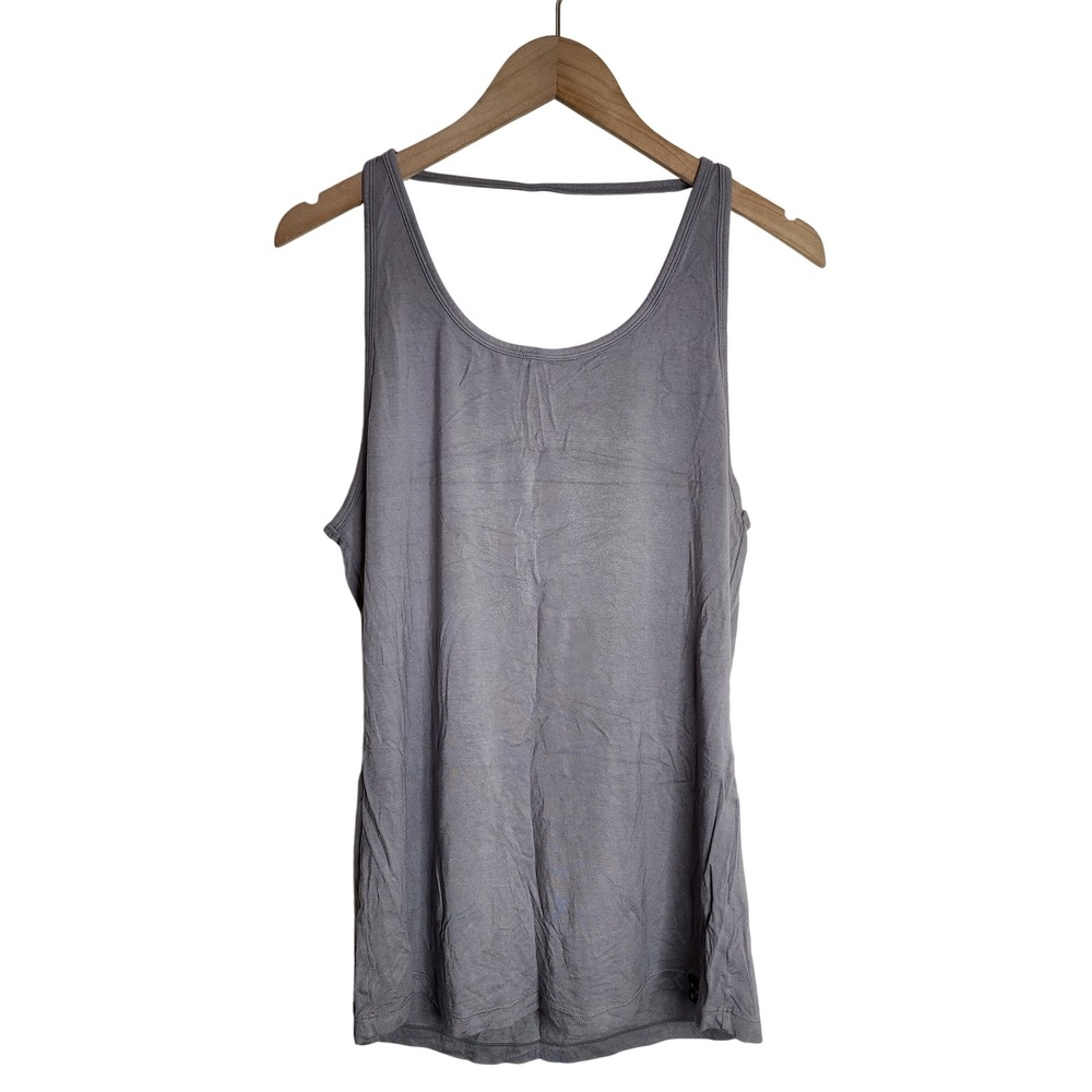 Constantly Varied Tank Top Womens Large Gray Open Back Strappy Scoop Neck Rayon